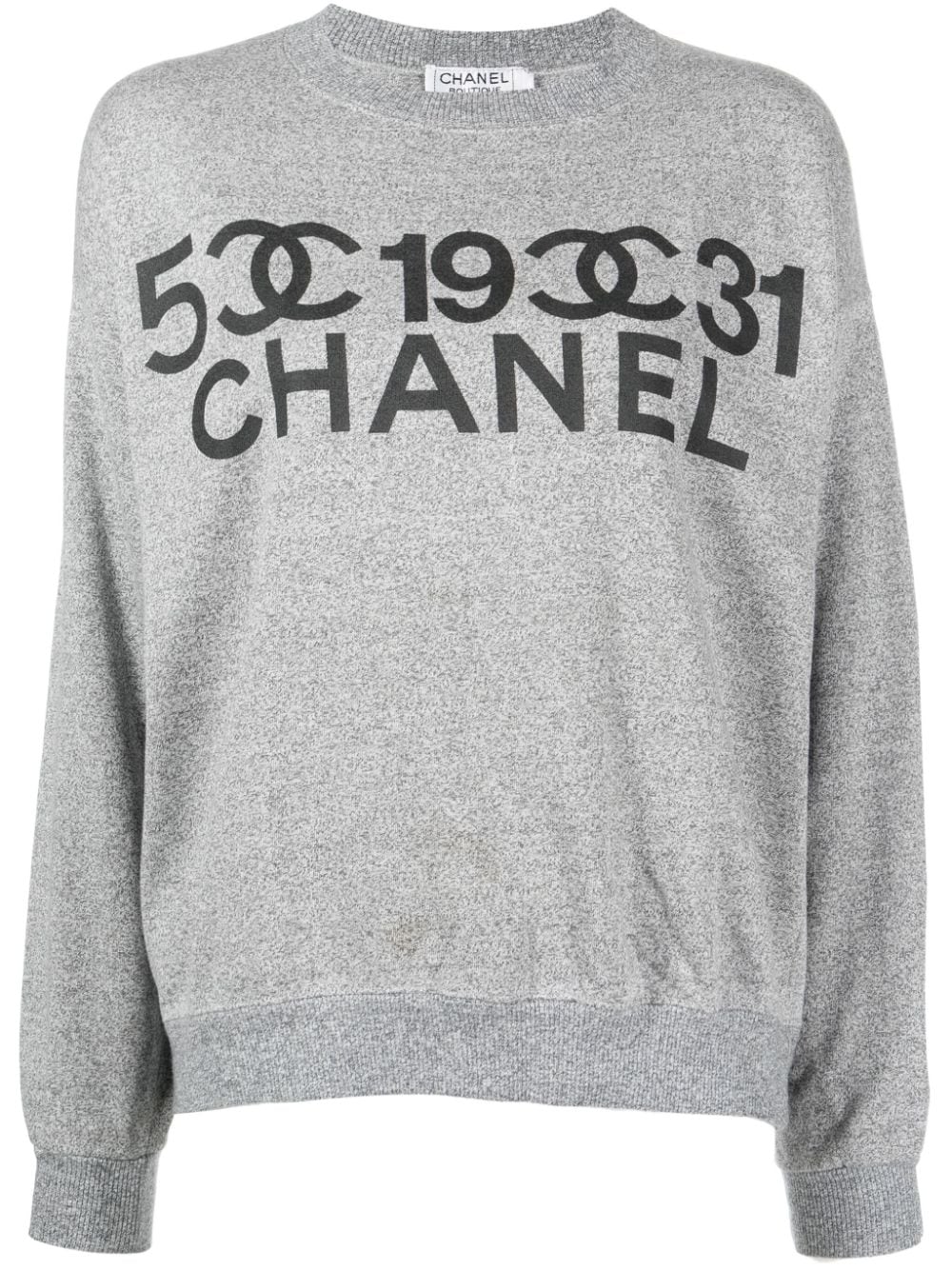 CHANEL Pre-Owned 1990-2000 Woll-Sweatshirt mit Logo-Print - Grau von CHANEL Pre-Owned