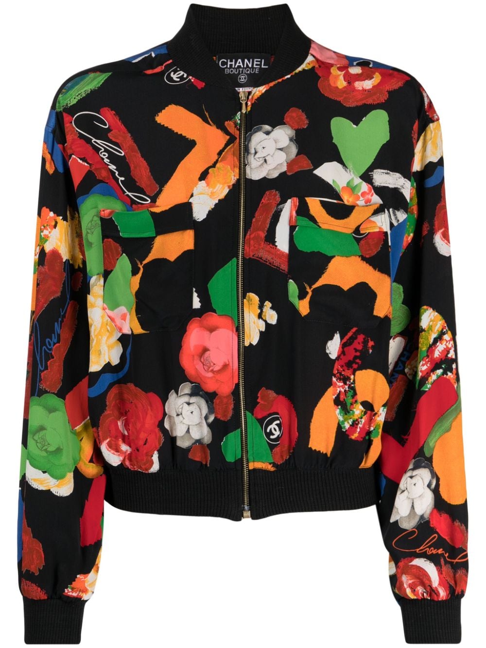 CHANEL Pre-Owned 1992 Bomberjacke mit Blumen-Print - Mehrfarbig von CHANEL Pre-Owned