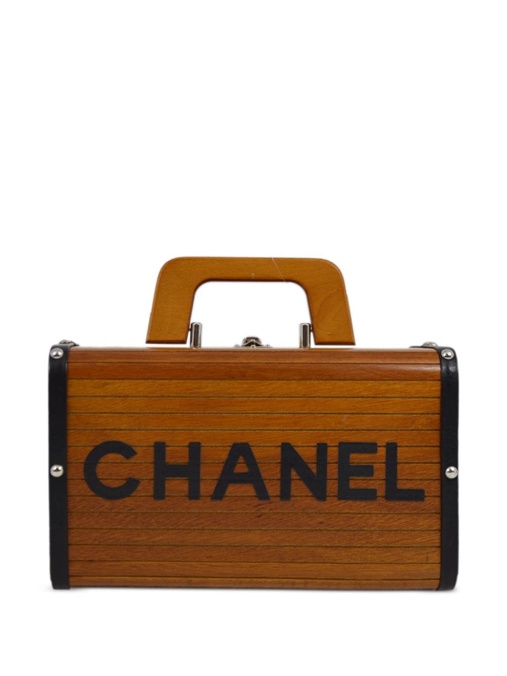 CHANEL Pre-Owned 1995 Holz-Kosmetiktasche mit Logo-Print - Braun von CHANEL Pre-Owned