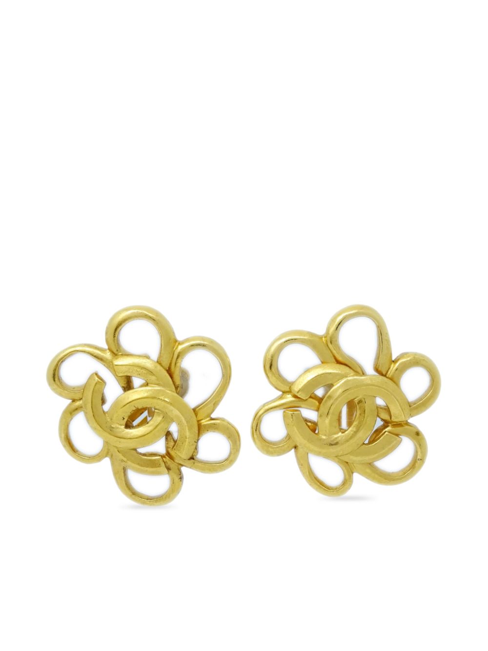 CHANEL Pre-Owned 1996 CC Flower Ohrclips - Gold von CHANEL Pre-Owned