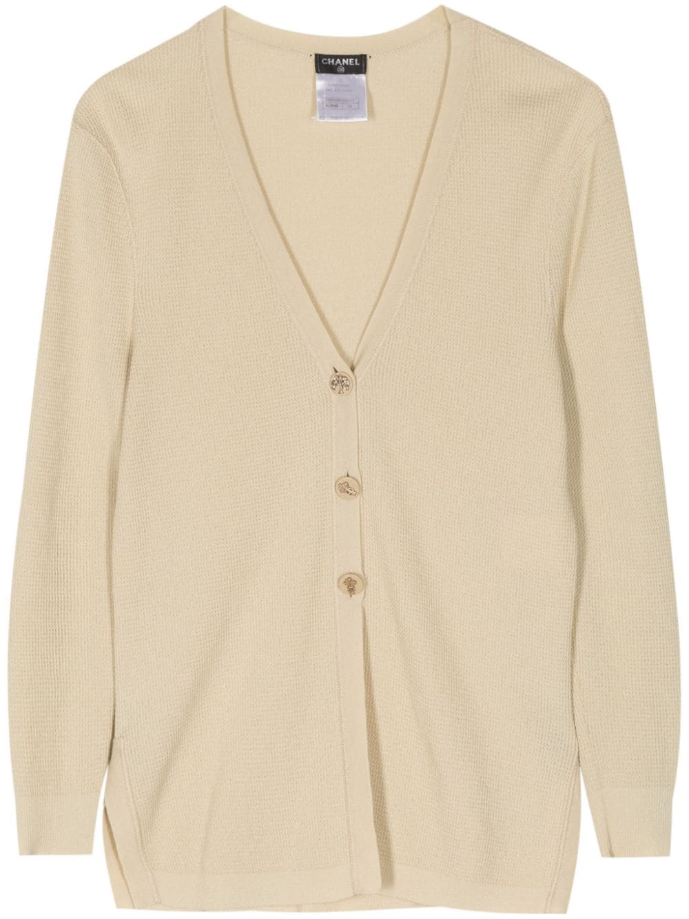 CHANEL Pre-Owned 2000 Camélia-buttons V-neck cardigan - Nude von CHANEL Pre-Owned