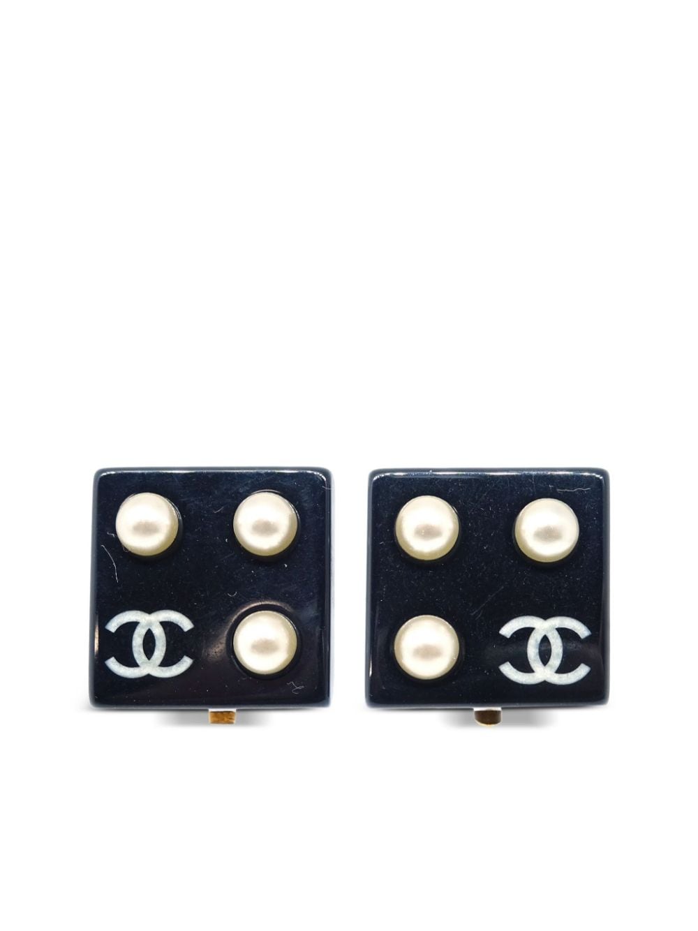 CHANEL Pre-Owned 2003 pre-owned Ohrclips mit Kunstperle - Schwarz von CHANEL Pre-Owned