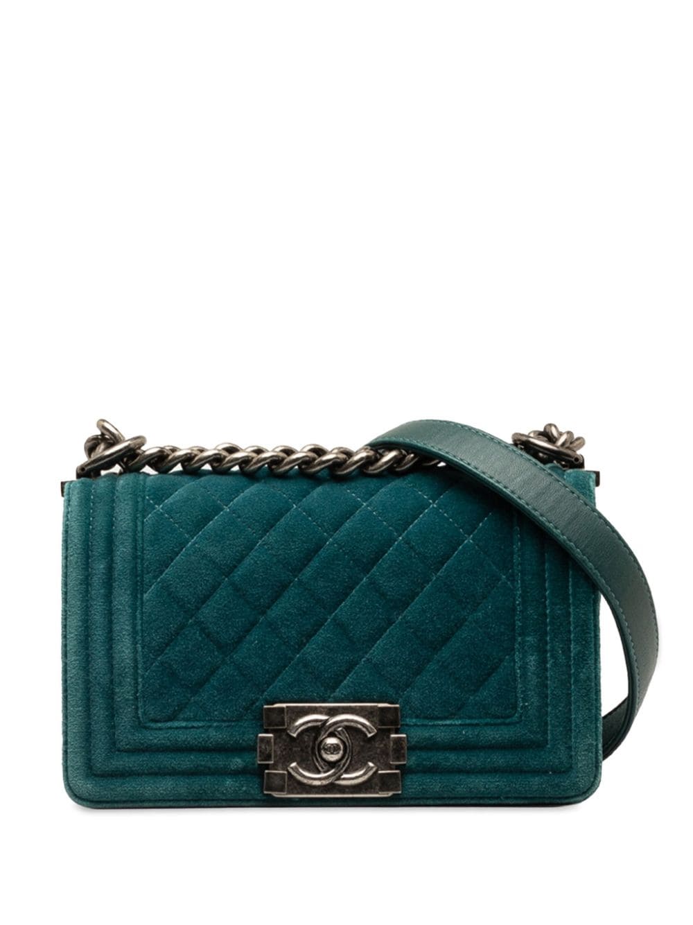 CHANEL Pre-Owned 2013-2014 Small Boy Velvet Flap crossbody bag - Blau von CHANEL Pre-Owned