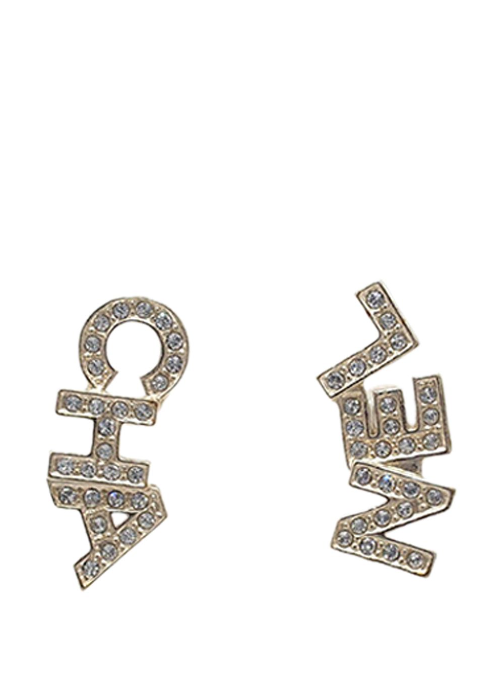 CHANEL Pre-Owned 2020 CC Gold Plated Crystals Logo Push Back Earrings costume earrings von CHANEL Pre-Owned