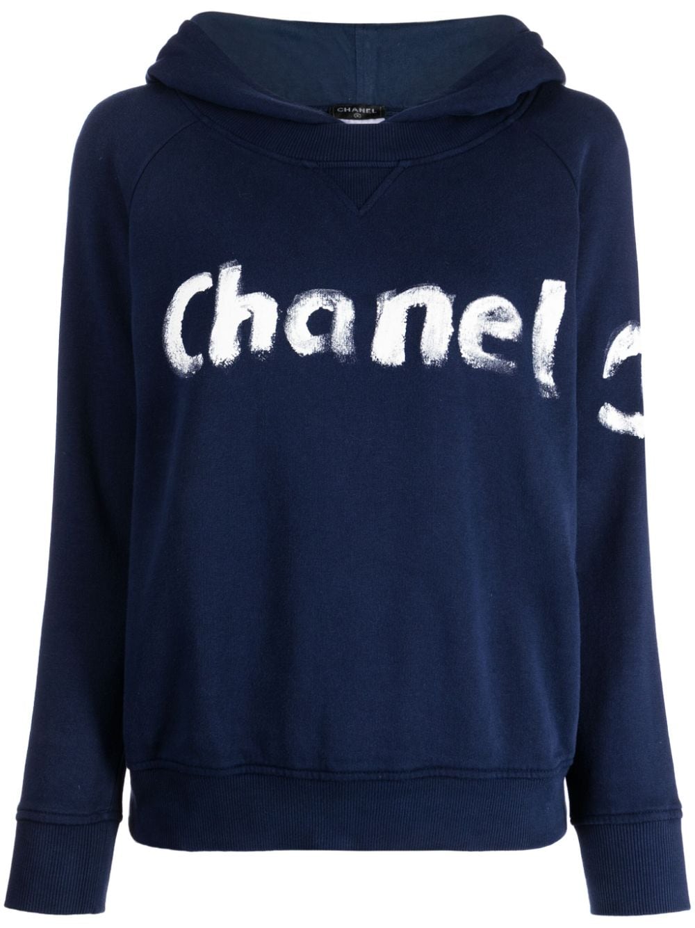 CHANEL Pre-Owned 2023 pre-owned Hoodie mit Logo-Print - Blau von CHANEL Pre-Owned