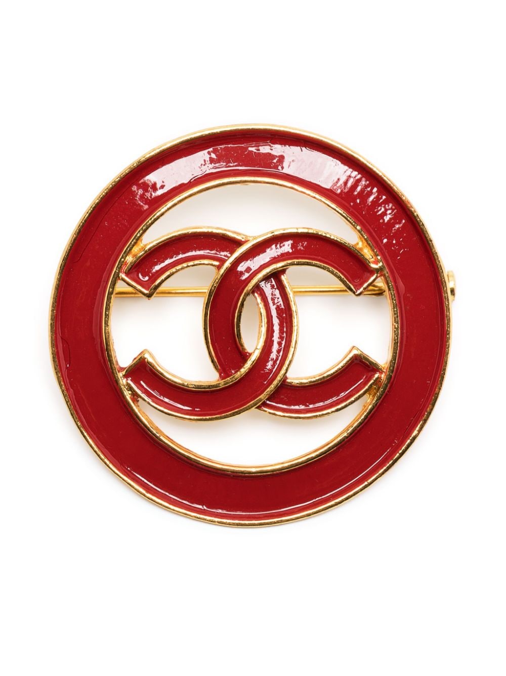 CHANEL Pre-Owned Brosche mit CC - Rot von CHANEL Pre-Owned