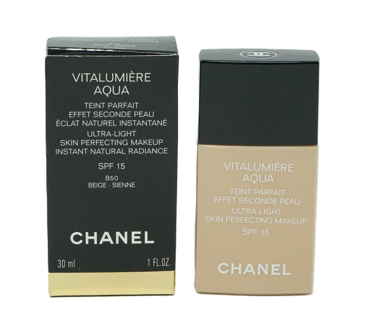 CHANEL Make-up Chanel Vitalumiere Aqua Make up SPF 15 Nr.50 Beige Sienne 30 ml CHANEL Make-up Chanel Vitalumiere Aqua Make up SPF 15 Nr.50 Beige Sienne 30 ml von CHANEL