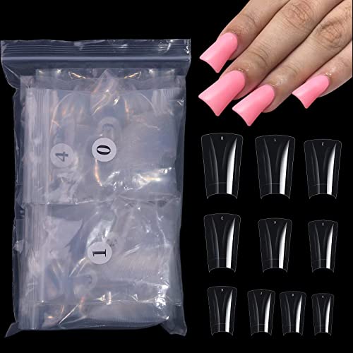 CHANGAR 500 Stück Entenfüße Stil Nagelspitzen Transparent Entenfüße Fan Flare Nail Extension Patch für Acrylnägel Breite French False Nail Extension Tips Special Shapes Half Cover Acryl Nail Tips von CHANGAR