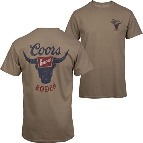 Coors Banquet Rodeo Logo Distressed Front and Back Tan T-Shirt, braun, XXL von Changes