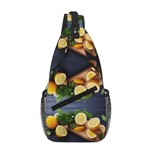 Art Lemon Pattern Unisex Brusttasche mit Multi-Taschen-Design, große Kapazität, Crossbody-Tasche, strapazierfähiges Polyester, verstellbarer Riemen für den täglichen Pendler von CHANGLEI