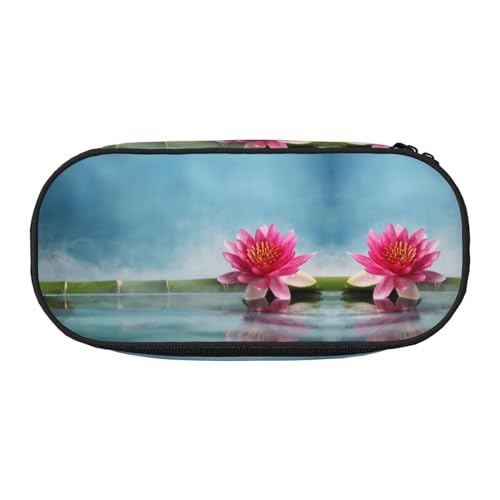 CHANGLEI Bambus-Federmäppchen mit doppeltem Reißverschluss und 4 Stiftfächern, Netztasche, bedruckt, leicht, langlebig, Polyester, Federmäppchen für Schule, Büro oder Make-up-Organizer von CHANGLEI