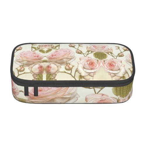 CHANGLEI Beauty Roses großes Federmäppchen mit Fächern, bedrucktes Polyester, multifunktionales Federmäppchen, Schreibwaren-Organizer-Box, Schwarz , Einheitsgröße, Taschen-Organizer von CHANGLEI