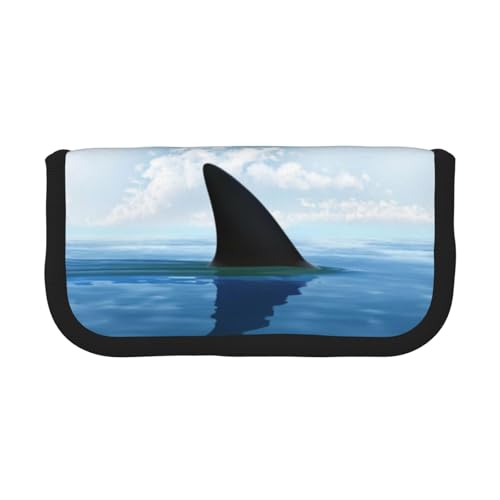 CHANGLEI Blue Fish Robustes Federmäppchen aus Segeltuch mit Volldruck-Design, Doppelreißverschluss, schwarzer Rand, kontrastierendes Design, Mehrzweck-Organizer von CHANGLEI