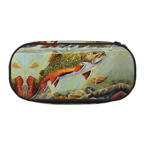 CHANGLEI Brook Federmäppchen mit doppeltem Reißverschluss und 4 Stiftfächern, Netztasche, bedruckt, leicht, strapazierfähiges Polyester, für Schule, Büro oder Make-up-Organizer von CHANGLEI