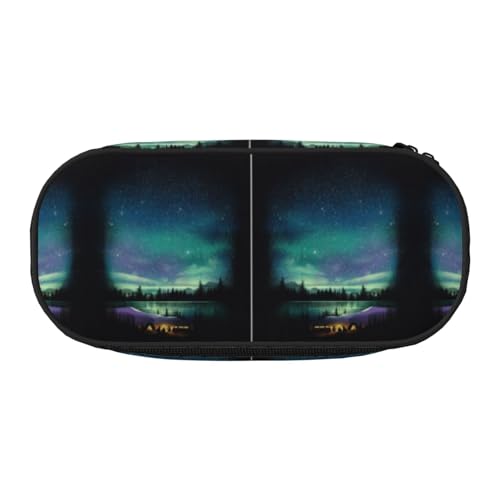 CHANGLEI Celestial Night Federmäppchen mit doppeltem Reißverschluss und 4 Stiftfächern, Netztasche, bedruckt, leicht, strapazierfähiges Polyester, Federmäppchen für Schule, Büro oder Make-up-Organizer von CHANGLEI