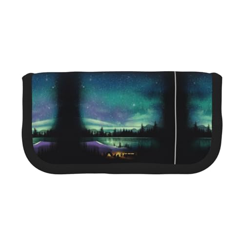 CHANGLEI Celestial Night Robustes Federmäppchen aus Segeltuch mit Volldruck-Design, Doppelreißverschluss, schwarzer Rand, kontrastierendes Design, Mehrzweck-Organizer von CHANGLEI