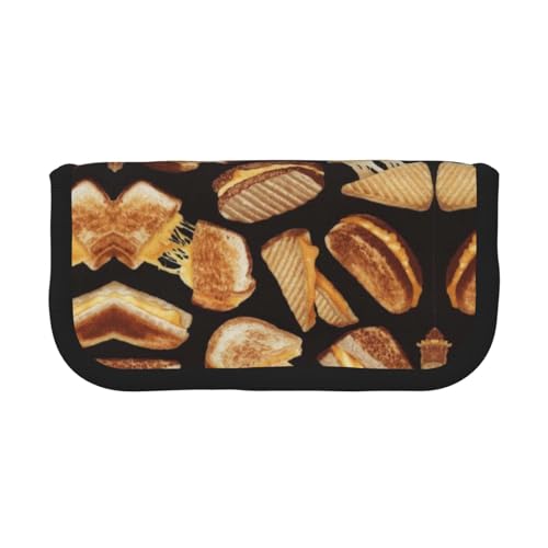 CHANGLEI Cheese Sandwiches Robustes Federmäppchen aus Segeltuch mit Volldruck-Design, Doppelreißverschluss, schwarzer Rand, kontrastierendes Design, Mehrzweck-Organizer von CHANGLEI