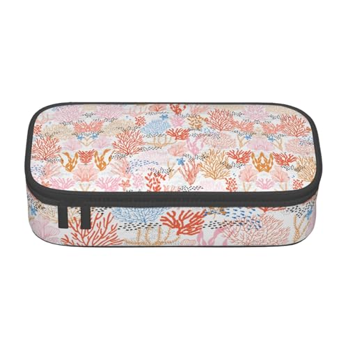 CHANGLEI Coral Reef Großes Federmäppchen mit Fächern, bedrucktes Polyester, Multifunktions-Federmäppchen Schreibwaren-Organizer-Box, Schwarz , Einheitsgröße, Taschen-Organizer von CHANGLEI