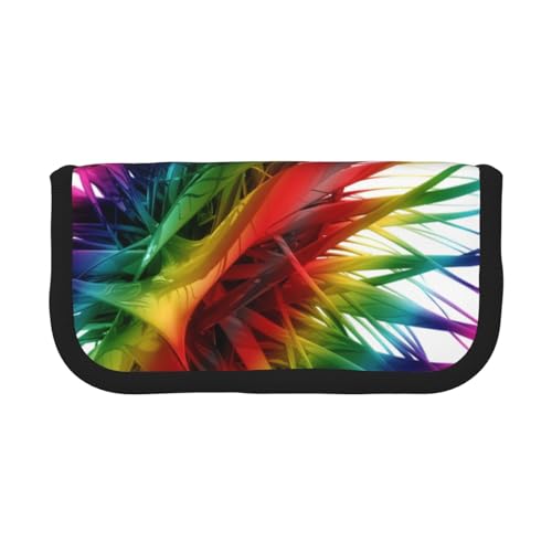 CHANGLEI Farbenfrohes Federmäppchen aus robustem Segeltuch mit Volldruck-Design, Doppelreißverschluss, schwarzer Rand, kontrastierendes Design, Mehrzweck-Organizer, Schwarz , Einheitsgröße von CHANGLEI