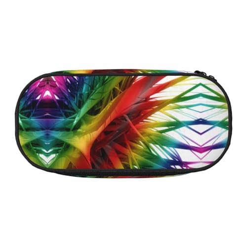 CHANGLEI Farbenfrohes Federmäppchen mit doppeltem Reißverschluss und 4 Stiftfächern, Netztasche, bedrucktes, leichtes, strapazierfähiges Polyester-Federmäppchen für Schule, Büro oder Make-up-Organizer von CHANGLEI