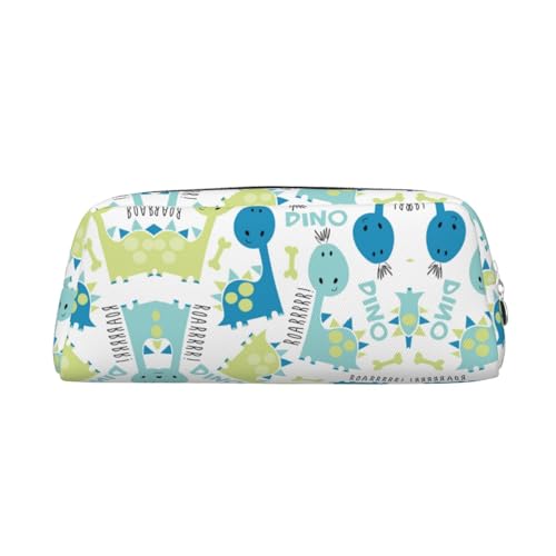 CHANGLEI Federmäppchen aus Leder mit niedlichem Dinosaurier-Motiv, für Mädchen und Jungen, bedruckt, leicht, Schreibwarenetui, silber, Einheitsgröße, Taschen-Organizer von CHANGLEI