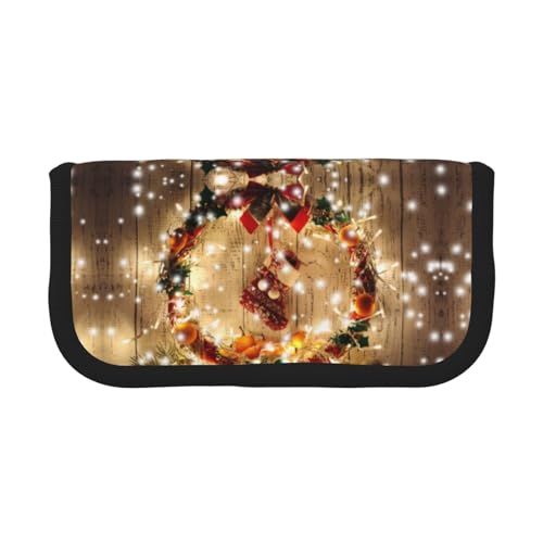 CHANGLEI Federmäppchen aus robustem Segeltuch mit Aufdruck "Merry Christmas", doppelter Reißverschluss, schwarzer Rand, kontrastierendes Design, Mehrzweck-Organizer, Schwarz , Einheitsgröße von CHANGLEI