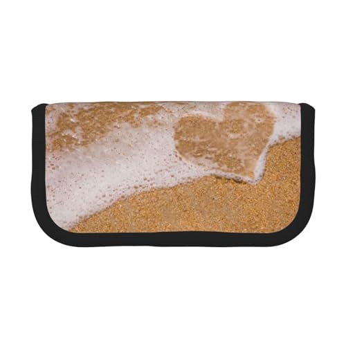 CHANGLEI Federmäppchen aus robustem Segeltuch mit Herzmotiv, mit doppeltem Reißverschluss, schwarzer Rand, kontrastierendes Design, Mehrzweck-Organizer, Schwarz , Einheitsgröße, Taschen-Organizer von CHANGLEI