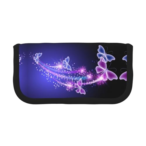 CHANGLEI Federmäppchen aus robustem Segeltuch mit Schmetterlingsmotiv, doppelter Reißverschluss, schwarzer Rand, kontrastierendes Design, Mehrzweck-Organizer von CHANGLEI