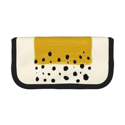 CHANGLEI Federmäppchen aus robustem Segeltuch mit Volldruck-Design, Doppelreißverschluss, schwarzer Rand, kontrastierendes Design, Mehrzweck-Organizer, Senfgelb und Schwarz von CHANGLEI