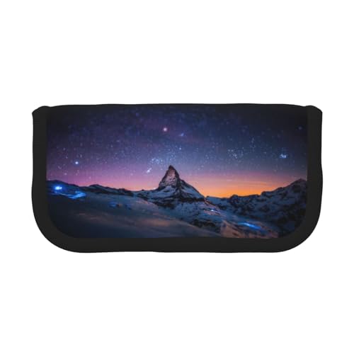 CHANGLEI Federmäppchen aus robustem Segeltuch mit durchgehendem Druck, doppelter Reißverschluss, schwarzer Rand, kontrastierendes Design, Mehrzweck-Organizer, Schwarz , Einheitsgröße von CHANGLEI