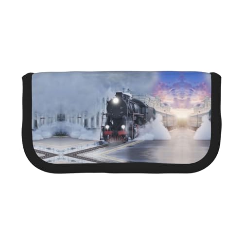 CHANGLEI Federmäppchen aus robustem Segeltuch mit durchgehendem Druck, doppelter Reißverschluss, schwarzer Rand, kontrastierendes Design, Mehrzweck-Organizer von CHANGLEI