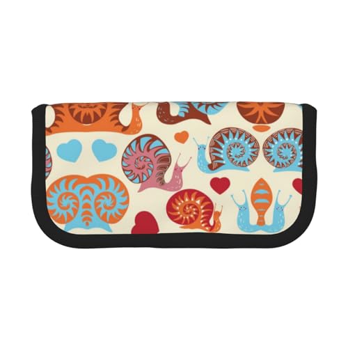 CHANGLEI Federmäppchen aus robustem Segeltuch mit niedlichem Schnecken-Design, doppelter Reißverschluss, schwarzer Rand, kontrastierendes Design, Mehrzweck-Organizer von CHANGLEI