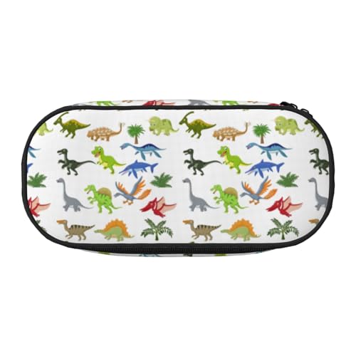 CHANGLEI Federmäppchen mit Cartoon-Dinosaurier-Bildern, Doppelreißverschluss, 4 Stiftfächern, Netztasche, bedruckt, leicht, langlebig, Polyester, Federmäppchen für Schule, Büro oder Make-up-Organizer von CHANGLEI