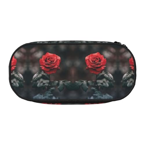 CHANGLEI Federmäppchen mit Rosenblüten und doppeltem Reißverschluss und 4 Stiftfächern, Netztasche, bedruckt, leicht, strapazierfähiges Polyester, Federmäppchen für Schule, Büro oder Make-up-Organizer von CHANGLEI