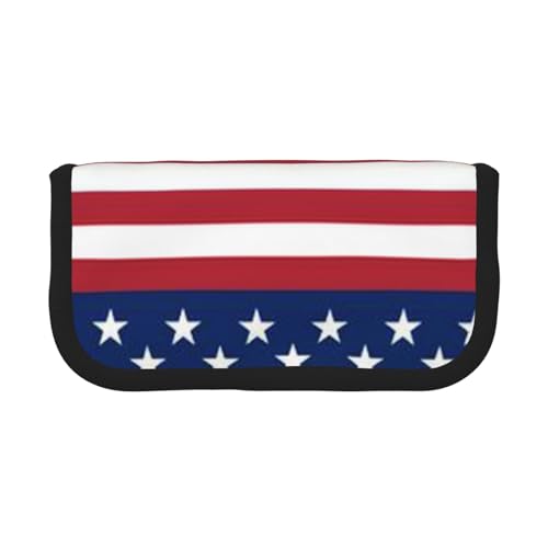CHANGLEI Federmäppchen mit amerikanischer Flagge, Sterne, Streifen, robustes Segeltuch, durchgehendes Design, doppelter Reißverschluss, schwarzer Rand, kontrastierendes Design, Mehrzweck-Organizer CHANGLEI Federmäppchen mit amerikanischer Flagge, Sterne, Streifen, robustes Segeltuch, durchgehendes Design, doppelter Reißverschluss, schwarzer Rand, kontrastierendes Design, Mehrzweck-Organizer von CHANGLEI