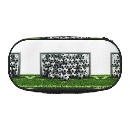 CHANGLEI Federmäppchen mit doppeltem Reißverschluss, Motiv: Fußballfeld, mit 4 Stiftfächern, Netztasche, bedruckt, leicht, strapazierfähiges Polyester, für Schule, Büro oder Make-up-Organizer, Grün von CHANGLEI