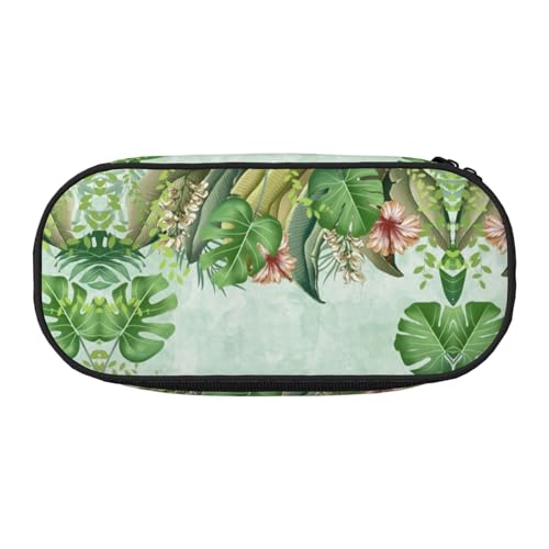 CHANGLEI Federmäppchen mit doppeltem Reißverschluss und 4 Stiftfächern, Netztasche, bedruckt, leicht, strapazierfähiges Polyester, Federmäppchen für Schule, Büro oder Make-up-Organizer, Grün von CHANGLEI