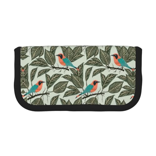 CHANGLEI Federmäppchen mit tropischen Pflanzen, robustes Leinen-Federmäppchen mit Volldruck-Design, doppelter Reißverschluss, schwarzer Rand, kontrastierendes Design, Mehrzweck-Organizer von CHANGLEI