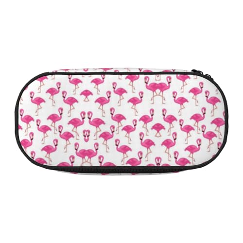 CHANGLEI Flamingo-Federmäppchen mit doppeltem Reißverschluss und 4 Stiftfächern, Netztasche, bedrucktes, leichtes, strapazierfähiges Polyester-Federmäppchen für Schule, Büro oder Make-up-Organizer von CHANGLEI