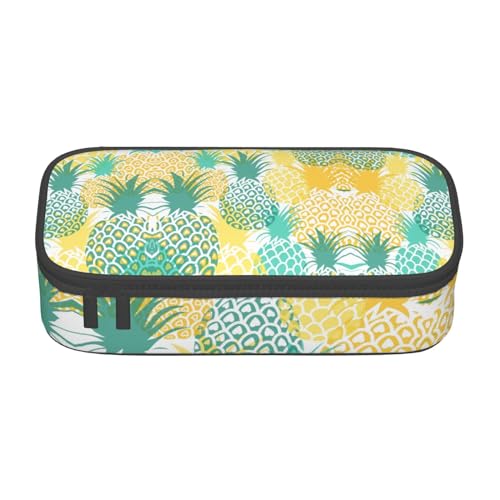 CHANGLEI Großes Federmäppchen mit Fächern aus Polyester, Motiv: tropische Ananas, multifunktional, Schreibwaren-Organizer-Box, Schwarz , Einheitsgröße, Taschen-Organizer von CHANGLEI