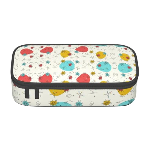 CHANGLEI Großes Federmäppchen mit niedlichem Muster, bedrucktes Polyester, multifunktionales Federmäppchen, Schreibwaren-Organizer-Box, Schwarz , Einheitsgröße, Taschen-Organizer von CHANGLEI