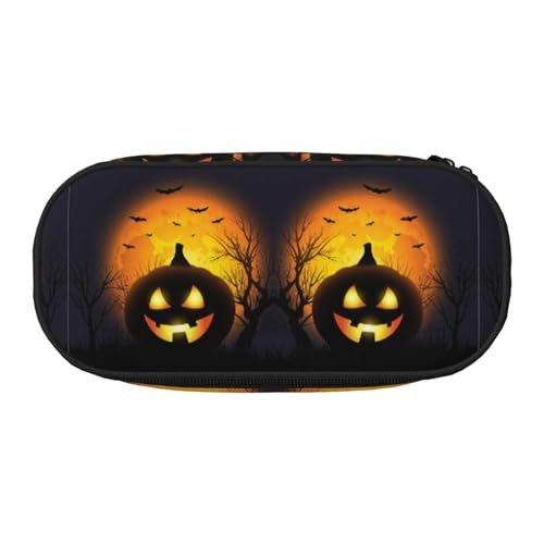 CHANGLEI Halloween-Federmäppchen mit doppeltem Reißverschluss und 4 Stiftfächern, Netztasche, bedruckt, leicht, strapazierfähiges Polyester, Federmäppchen für Schule, Büro oder Make-up-Organizer von CHANGLEI