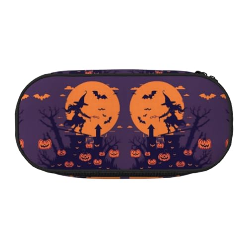 CHANGLEI Halloween-Federmäppchen mit doppeltem Reißverschluss und 4 Stiftfächern, Netztasche, bedrucktes, leichtes, strapazierfähiges Polyester-Federmäppchen für Schule, Büro oder Make-up-Organizer von CHANGLEI