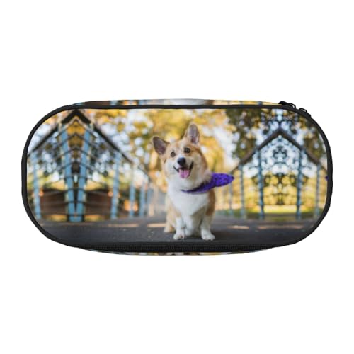 CHANGLEI Hunde-Federmäppchen mit doppeltem Reißverschluss und 4 Stiftfächern, Netztasche, bedruckt, leicht, strapazierfähiges Polyester, Federmäppchen für Schule, Büro oder Make-up-Organizer von CHANGLEI