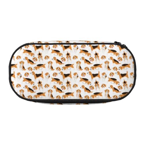 CHANGLEI Hunde-Federmäppchen mit doppeltem Reißverschluss und 4 Stiftfächern, Netztasche, bedruckt, leicht, strapazierfähiges Polyester, Federmäppchen für Schule, Büro oder Make-up-Organizer von CHANGLEI