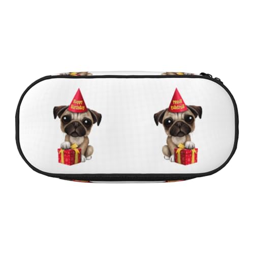 CHANGLEI Hunde-Federmäppchen mit doppeltem Reißverschluss und 4 Stiftfächern, Netztasche, bedruckt, leicht, strapazierfähiges Polyester, Federmäppchen für Schule, Büro oder Make-up-Organizer von CHANGLEI