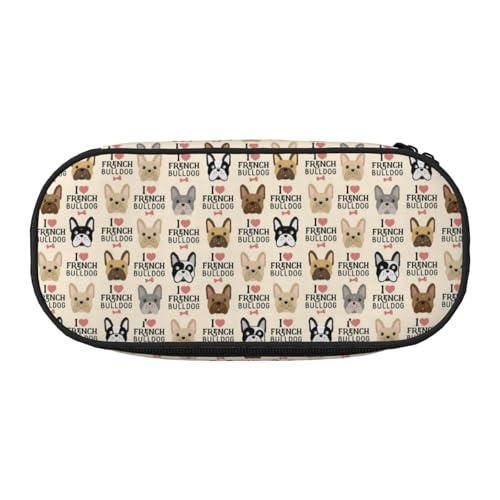 CHANGLEI Hunde-Federmäppchen mit doppeltem Reißverschluss und 4 Stiftfächern, Netztasche, bedruckt, leicht, strapazierfähiges Polyester, Federmäppchen für Schule, Büro oder Make-up-Organizer von CHANGLEI