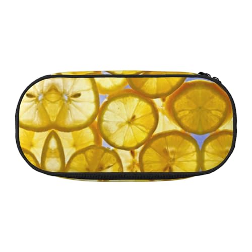 CHANGLEI Lemon Slices Federmäppchen mit doppeltem Reißverschluss und 4 Stiftfächern, Netztasche, bedruckt, leicht, strapazierfähiges Polyester, Federmäppchen für Schule, Büro oder Make-up-Organizer von CHANGLEI