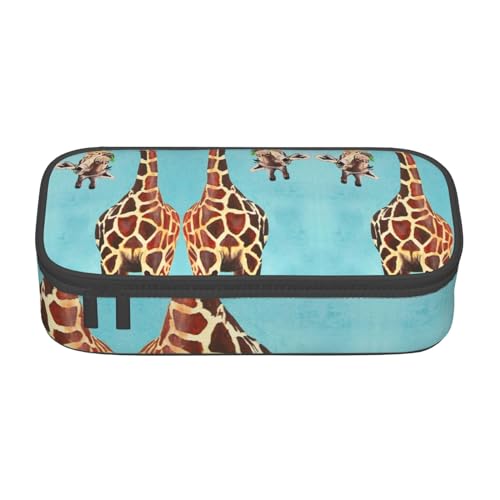 CHANGLEI Lustiges Federmäppchen mit Giraffenkunst, großes Federmäppchen mit Fächern, bedrucktes Polyester, multifunktionales Federmäppchen, Schreibwaren-Organizer-Box, Schwarz , Einheitsgröße, von CHANGLEI