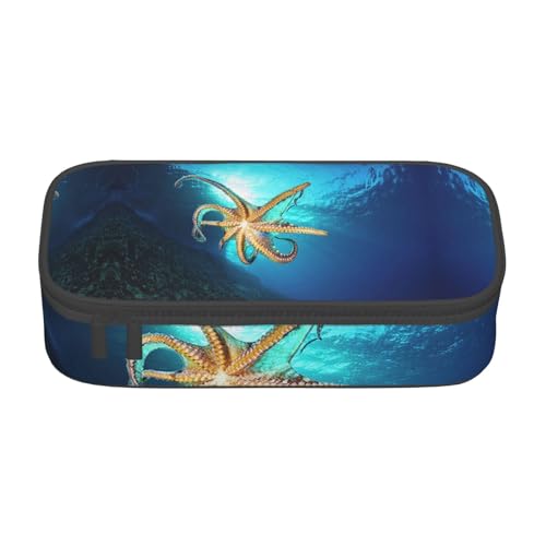 CHANGLEI Marine Biology Großes Federmäppchen mit Fächern, bedrucktes Polyester-Multifunktions-Federmäppchen, Schreibwaren-Organizer-Box, Schwarz , Einheitsgröße, Taschen-Organizer von CHANGLEI